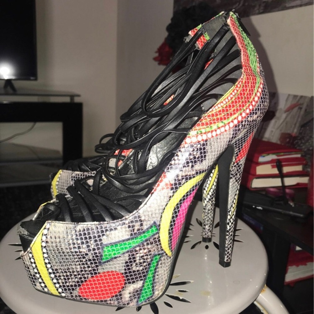 Multicolored Strappy Platform heels